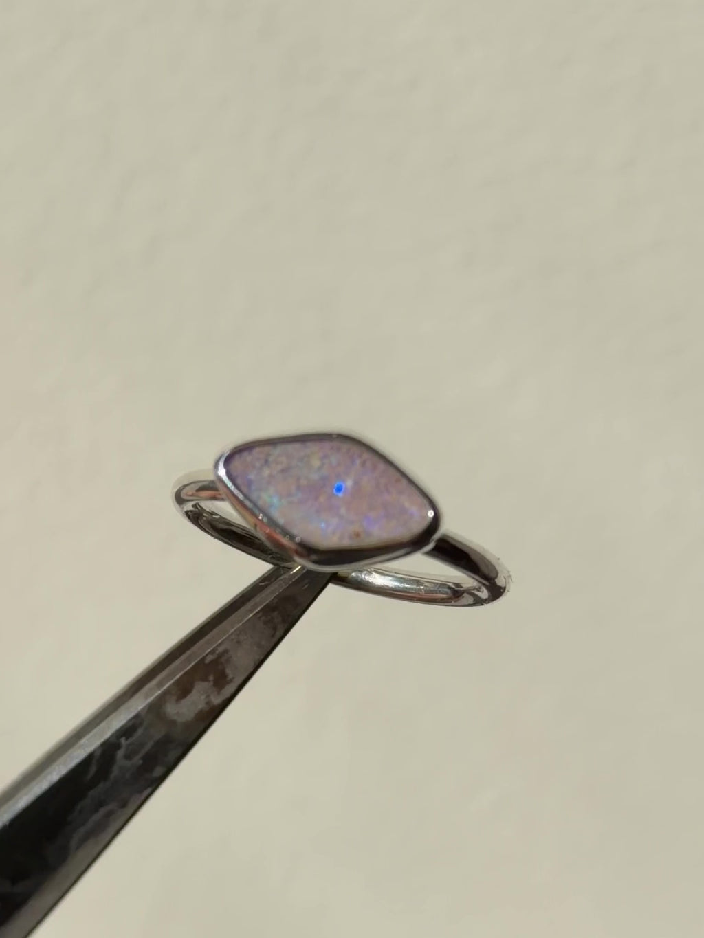 Purple Aussie opal ring