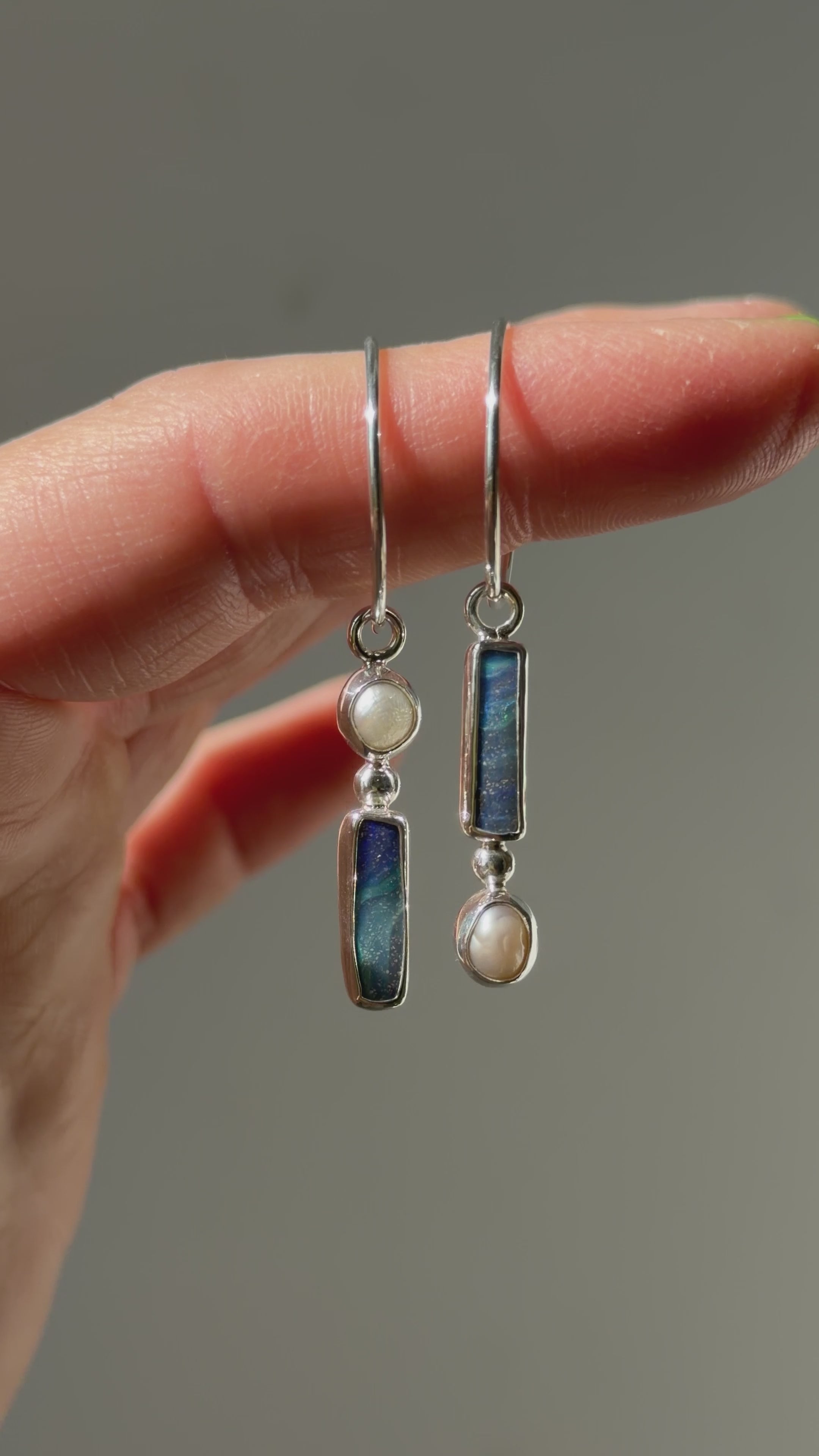 Pearl and opal earrings